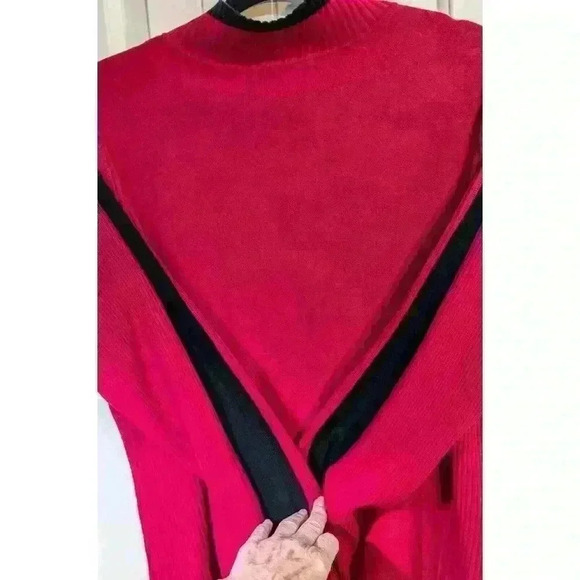 Style & Co. Women's 100% Cotton Size 3X Sporty Red & Black 1/4 Zip Sweater - Picture 8 of 11